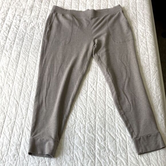 J.JILL FIT Pima Cotton ULTIMATE-FLEECE SOFT PATCH POCKETS JOGGERS Gray Pants L - Picture 2 of 9